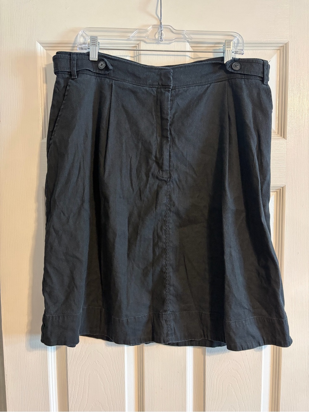 Maeve Anthropologie Black Linen Blend A-Line Skirt Plus Size 16W Pockets
